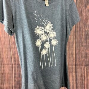 Blue Graphic T-Shirt with Dandelion Design